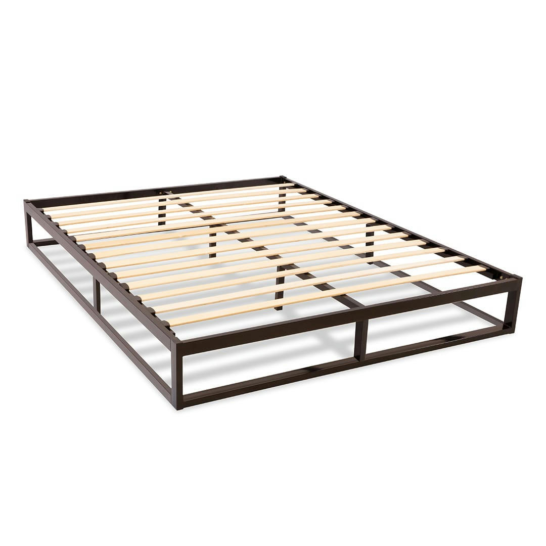 LEONIDAS - Sommier à lattes en métal  140x190  Coloris Noir  Livré en kit