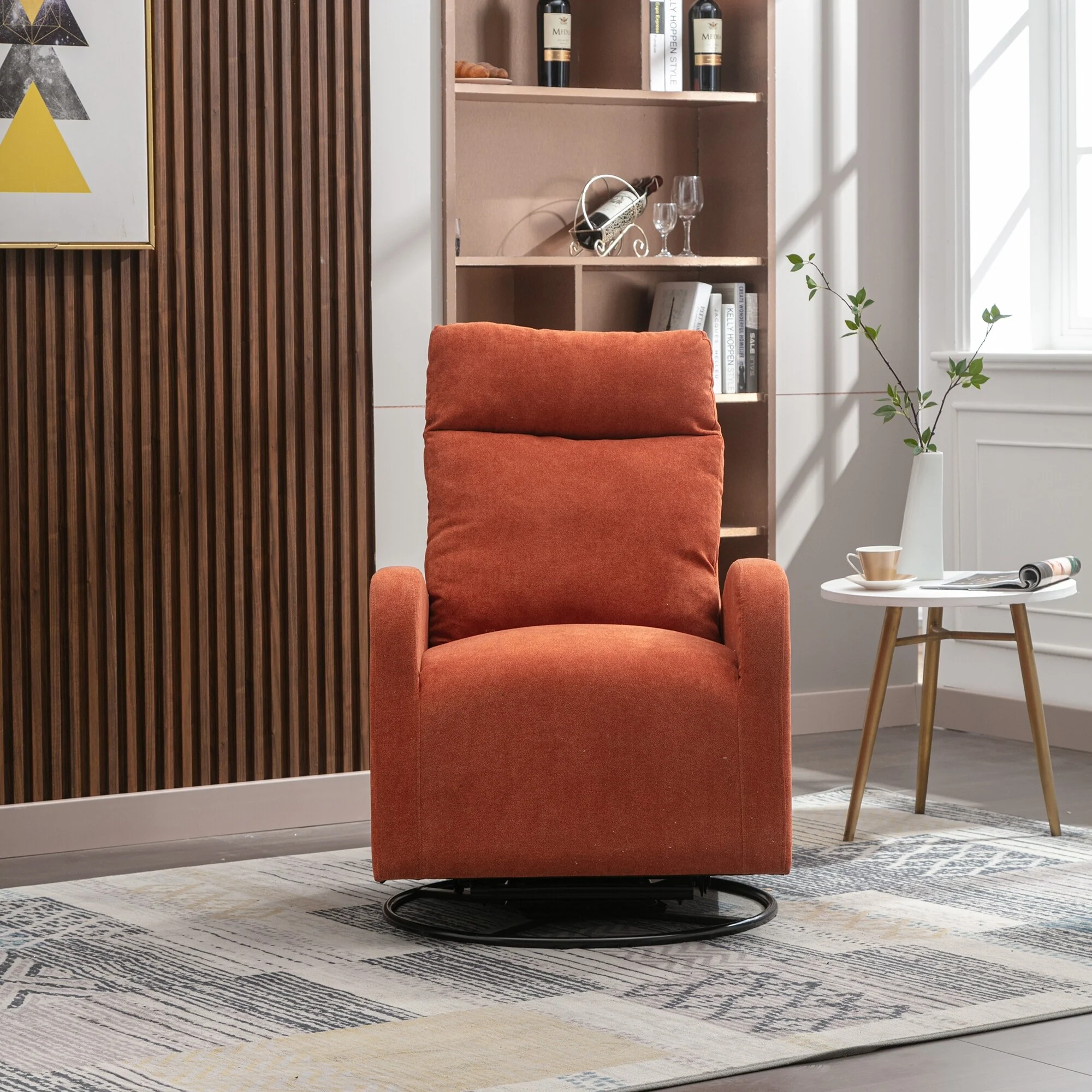 Orange 26.77 High Back Swivel Glider Chair with Bag