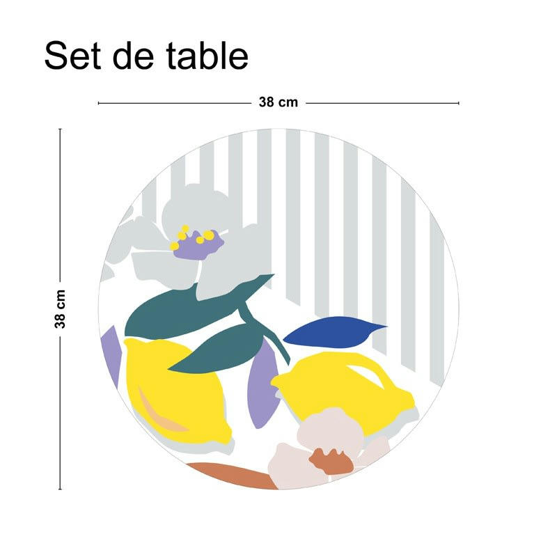 FRAICHEUR - Lot de 4 sets de table L 38xl 38cm Multicolore Rayures