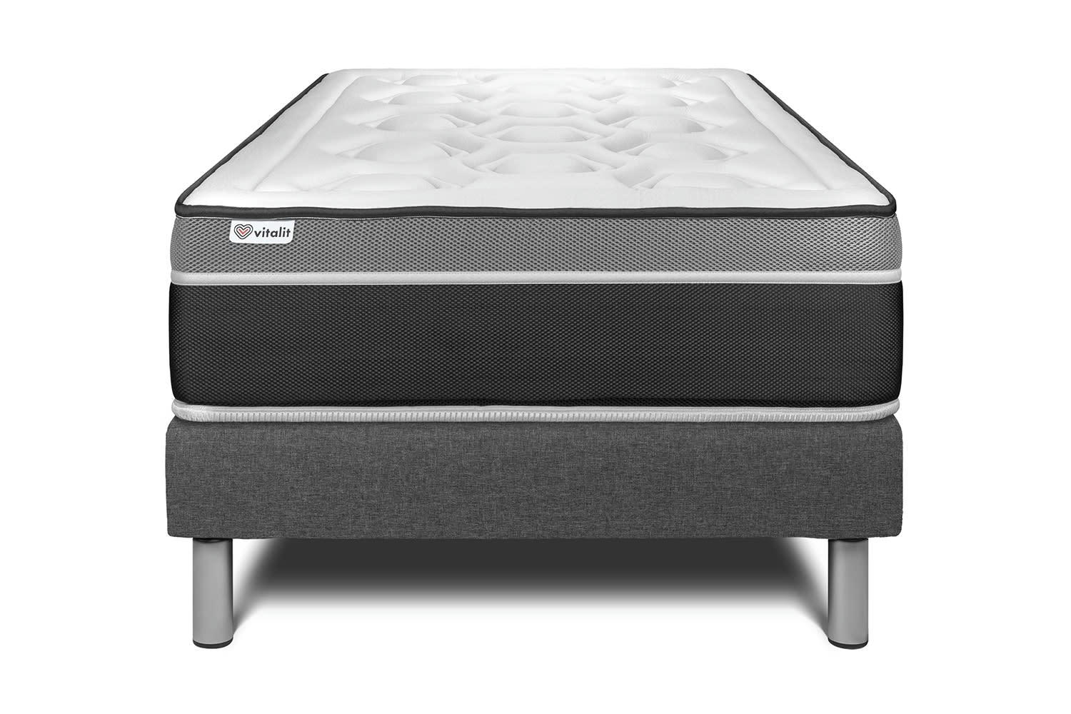 VITAL CARE - Ensemble Ressorts  et Mémoire de forme 90x200cm kit Gris