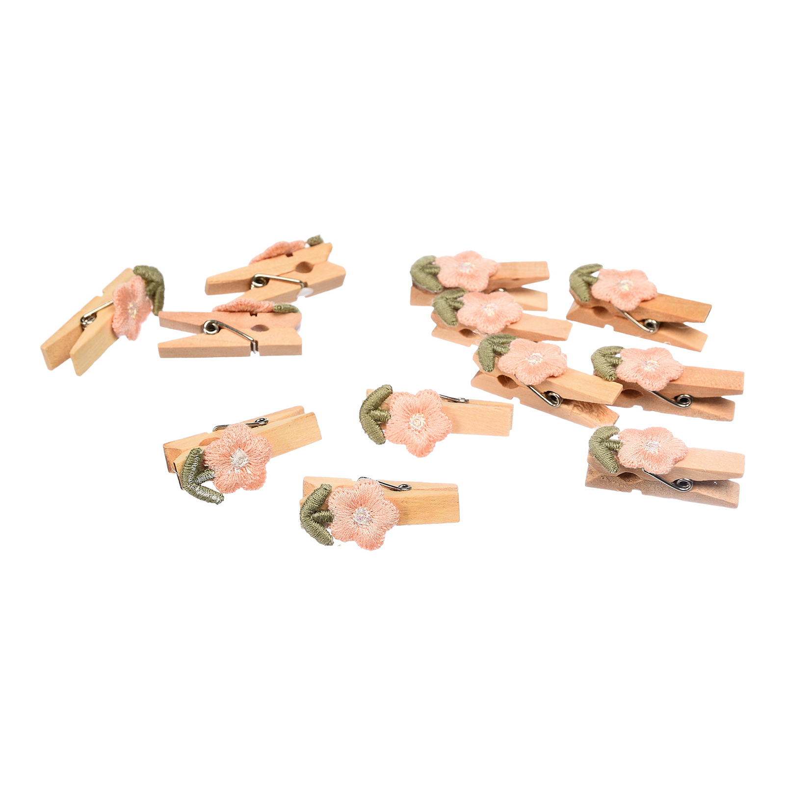 Deko-Klammer-Set Blumen Pink, ⌀ 1 cm, H 35 mm, 12 Stück