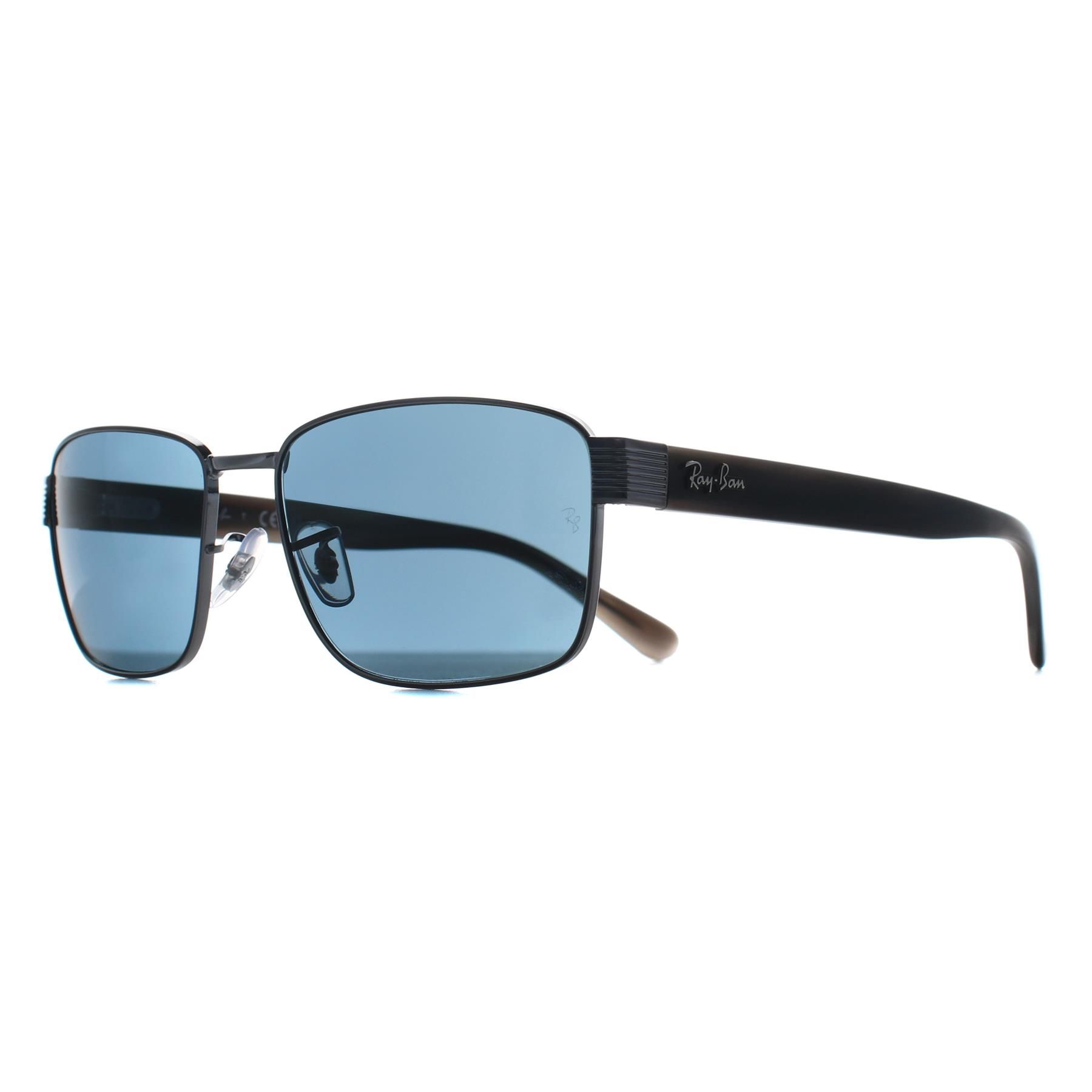 Ray-Ban Rectangle Gunmetal Havana Grey Blue RB3750