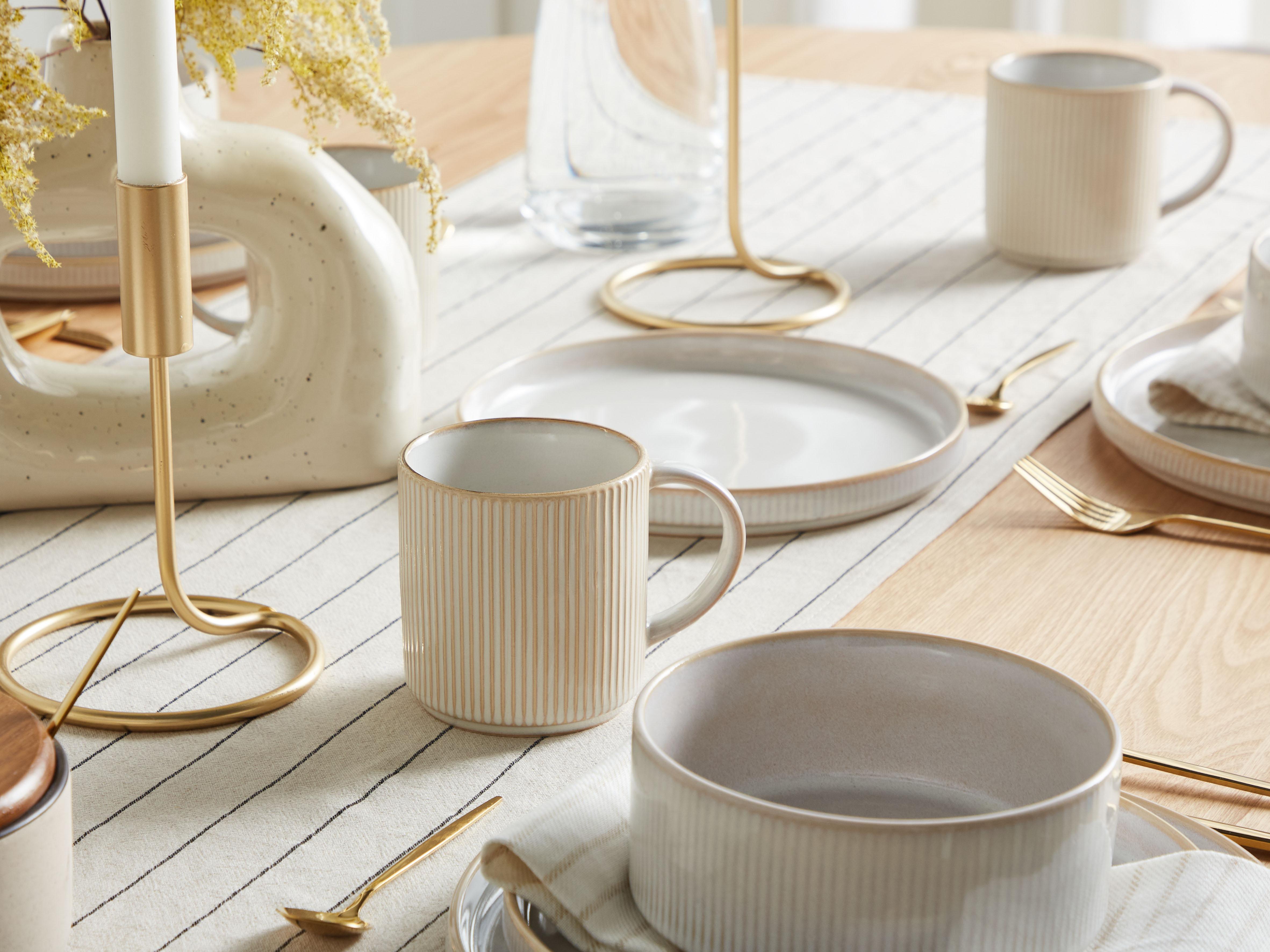 Set of 4 Mugs MUGWORT Stoneware Light Beige