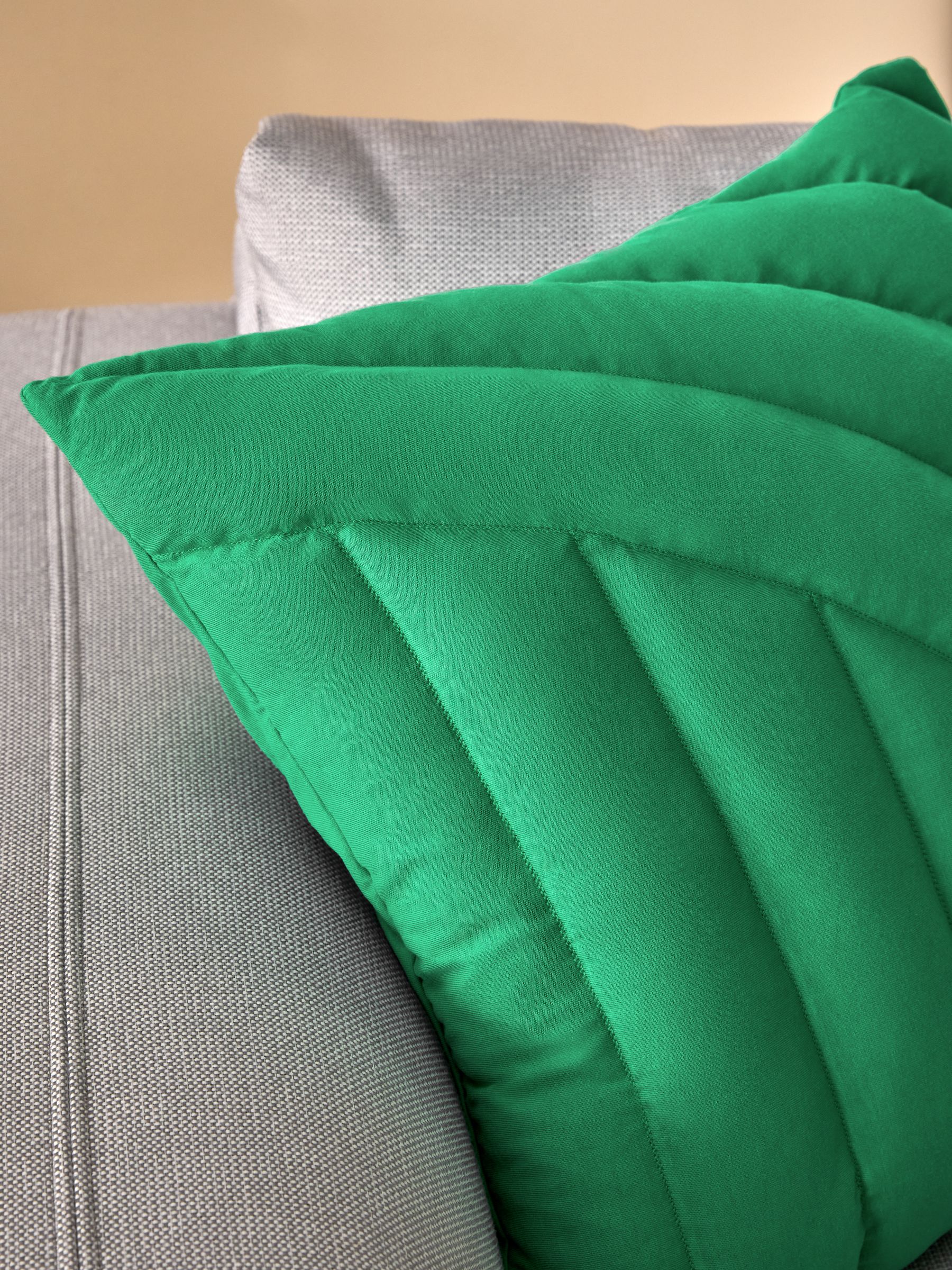 Lonny Quilted Jersey Cushion in Green