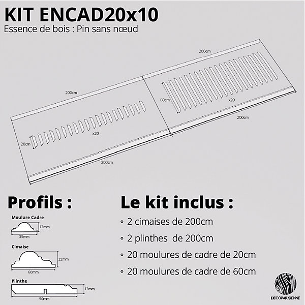 Kit moulures murales décorative 400cm - Cimaises - Plinthes - Style Haussmannien - Encadrement a peindre - 44 pièces