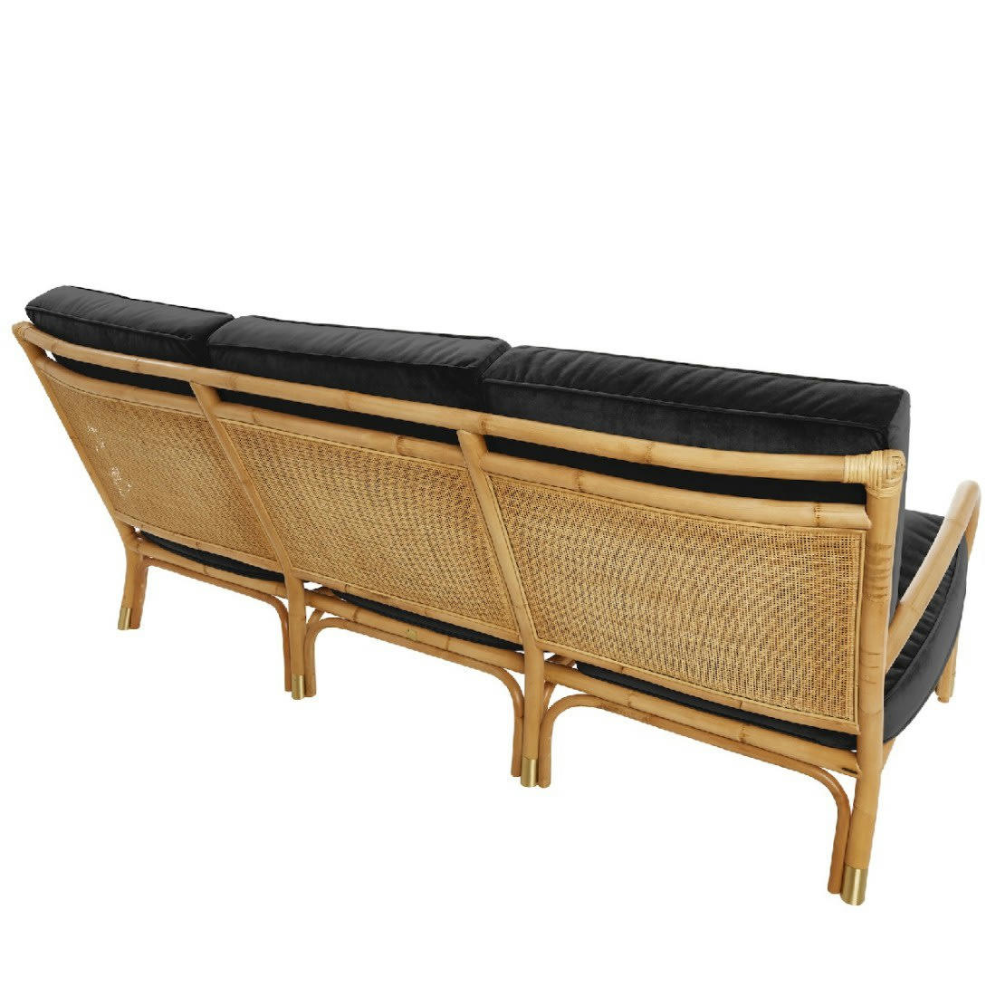 RIVIERA - Canapé 3 places rotin et velours