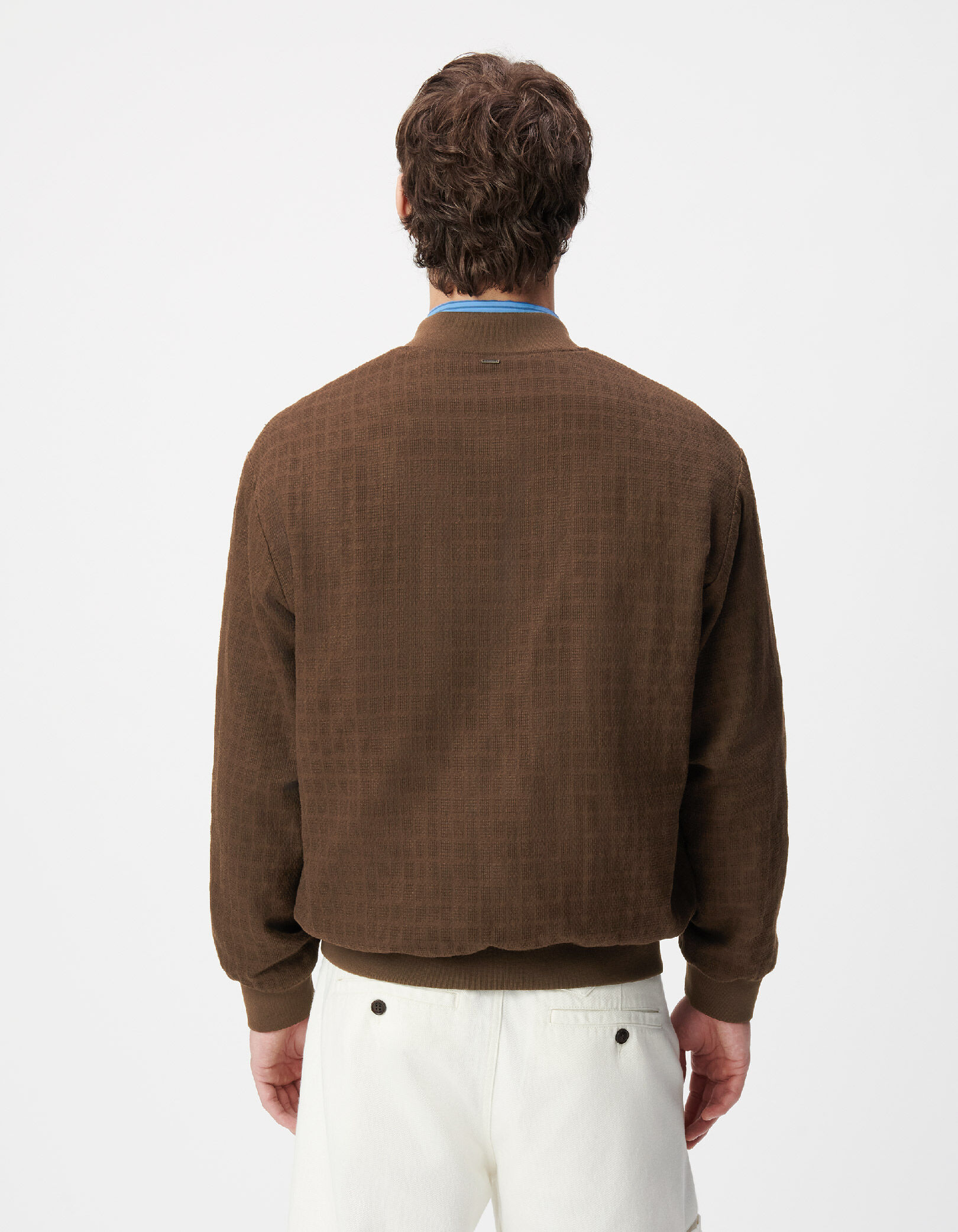 Blouson bomber marron tissu relief Homme