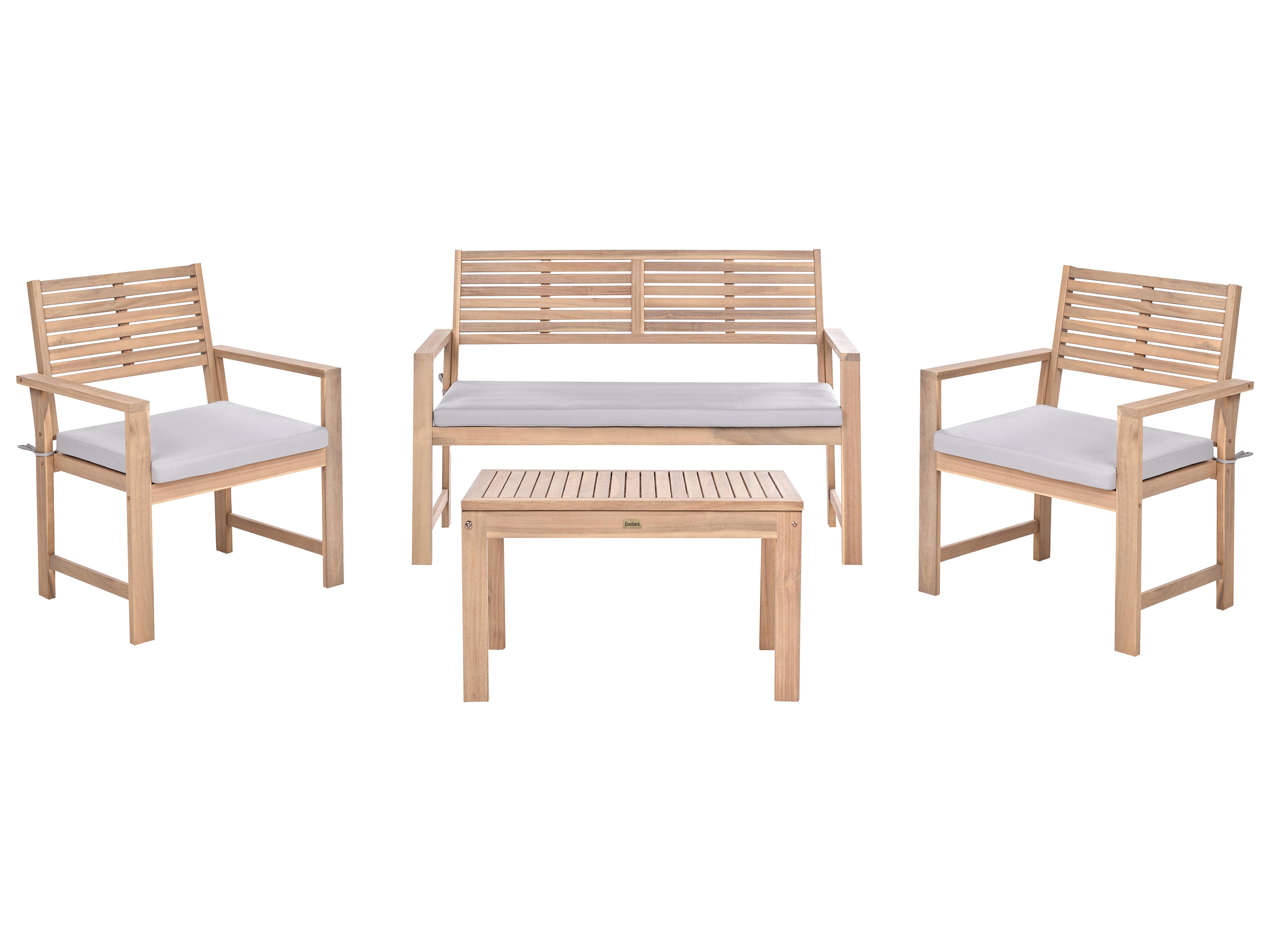 Garden Lounge Set with Table 4 Seater FIAMES Certified Acacia Wood Grey