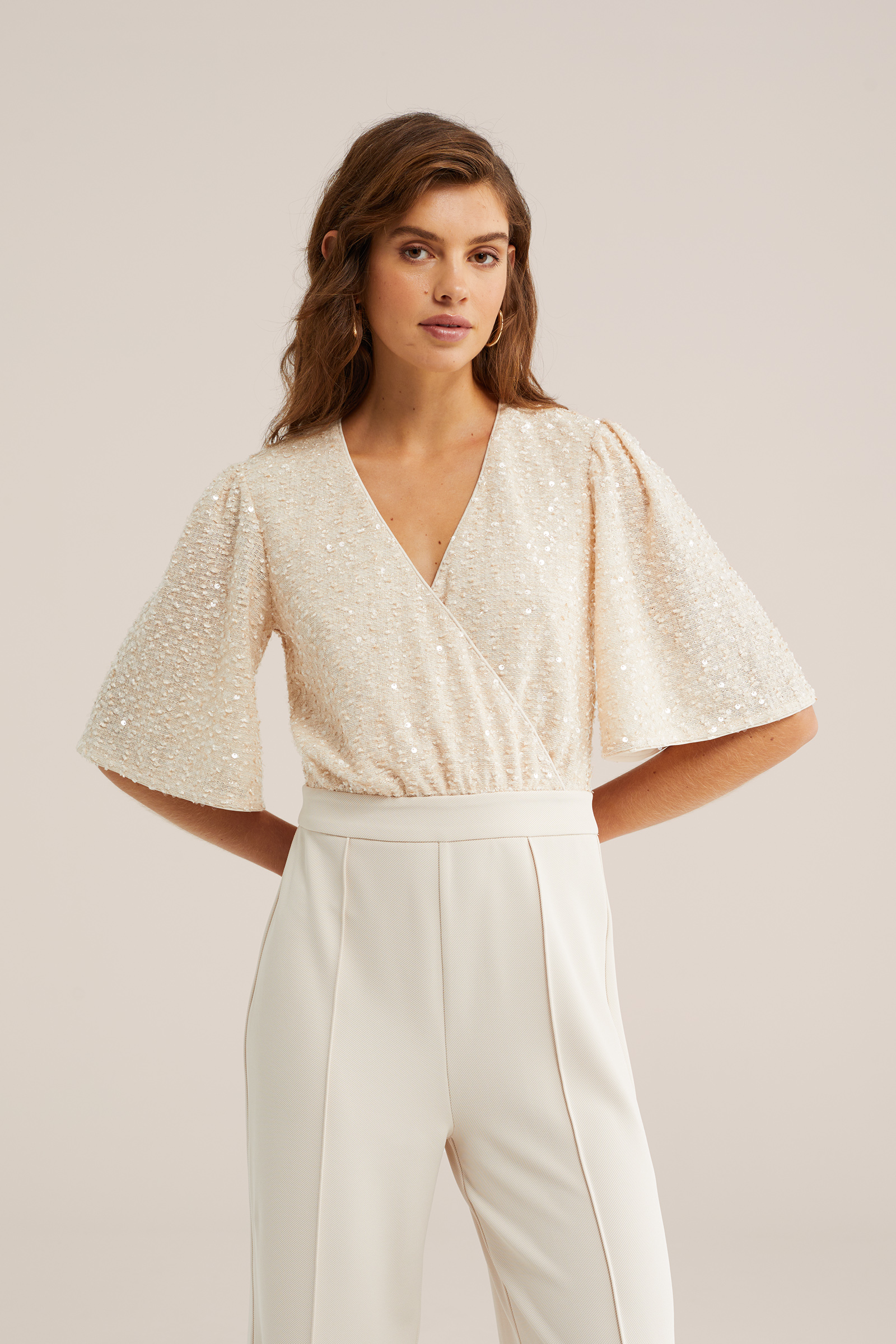 Dames jersey jumpsuit met pailletten