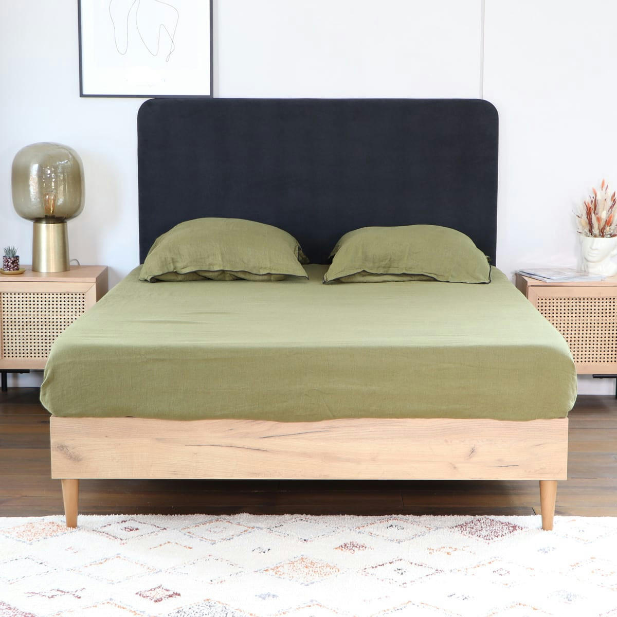 - Tête de lit en velours gris anthracite 160 cm