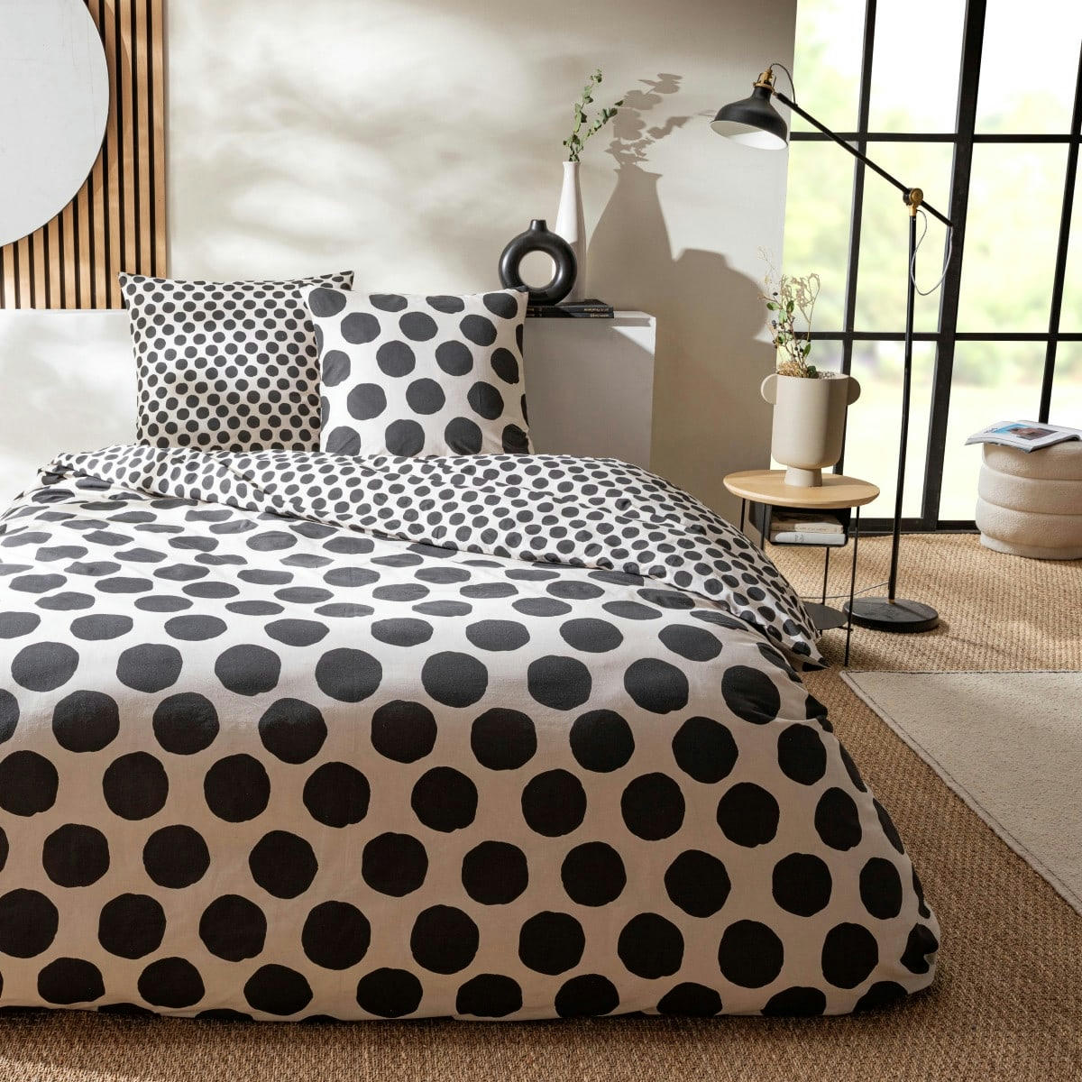 NICO - Parure de lit 2 personnes coton  imprimé noir 240x220cm