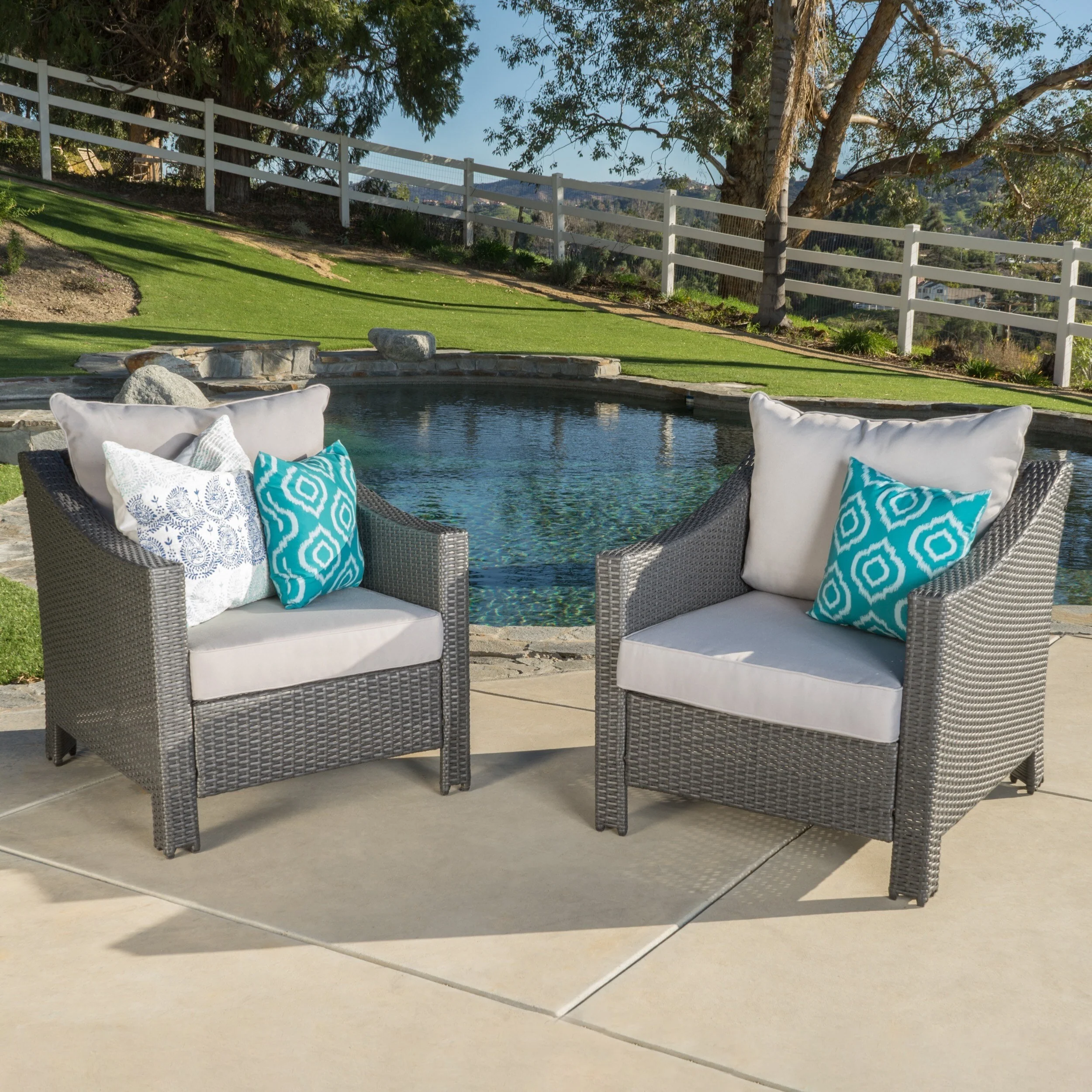 Antibes Outdoor Wicker Club Chairs (Set of 2) by Christopher Knight Home