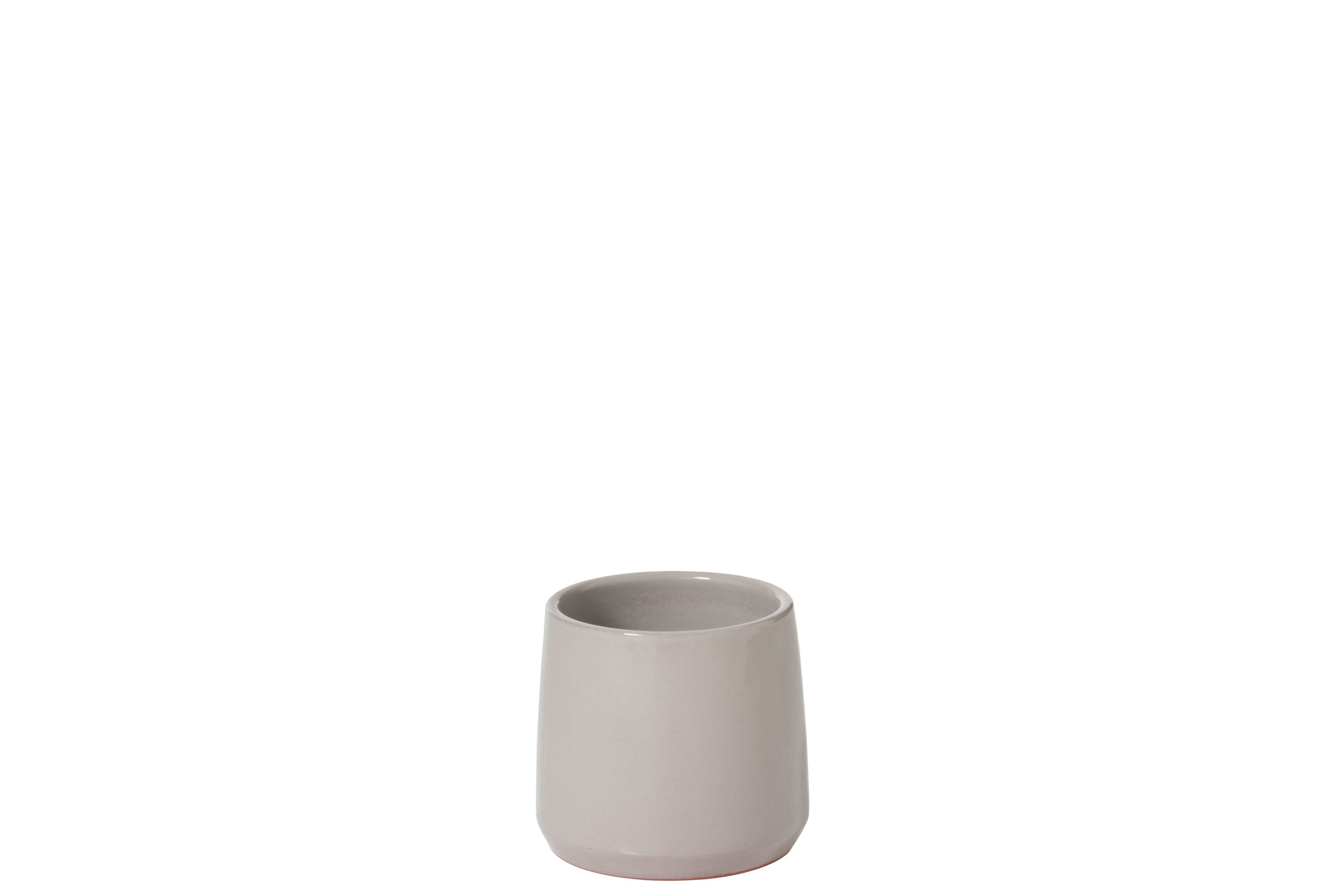 J-Line bloempot Rond - keramiek - grijs - extra small - 2 stuks - Ø 15 cm