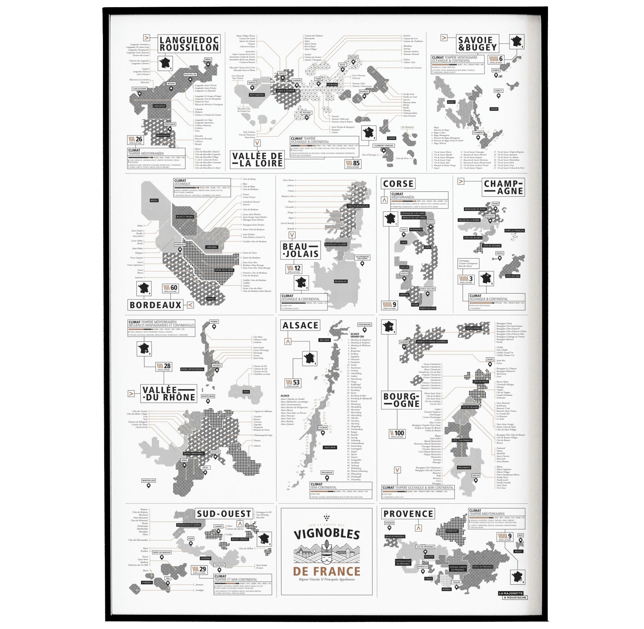 - Affiche d'art vignobles français 50 X 70 cm