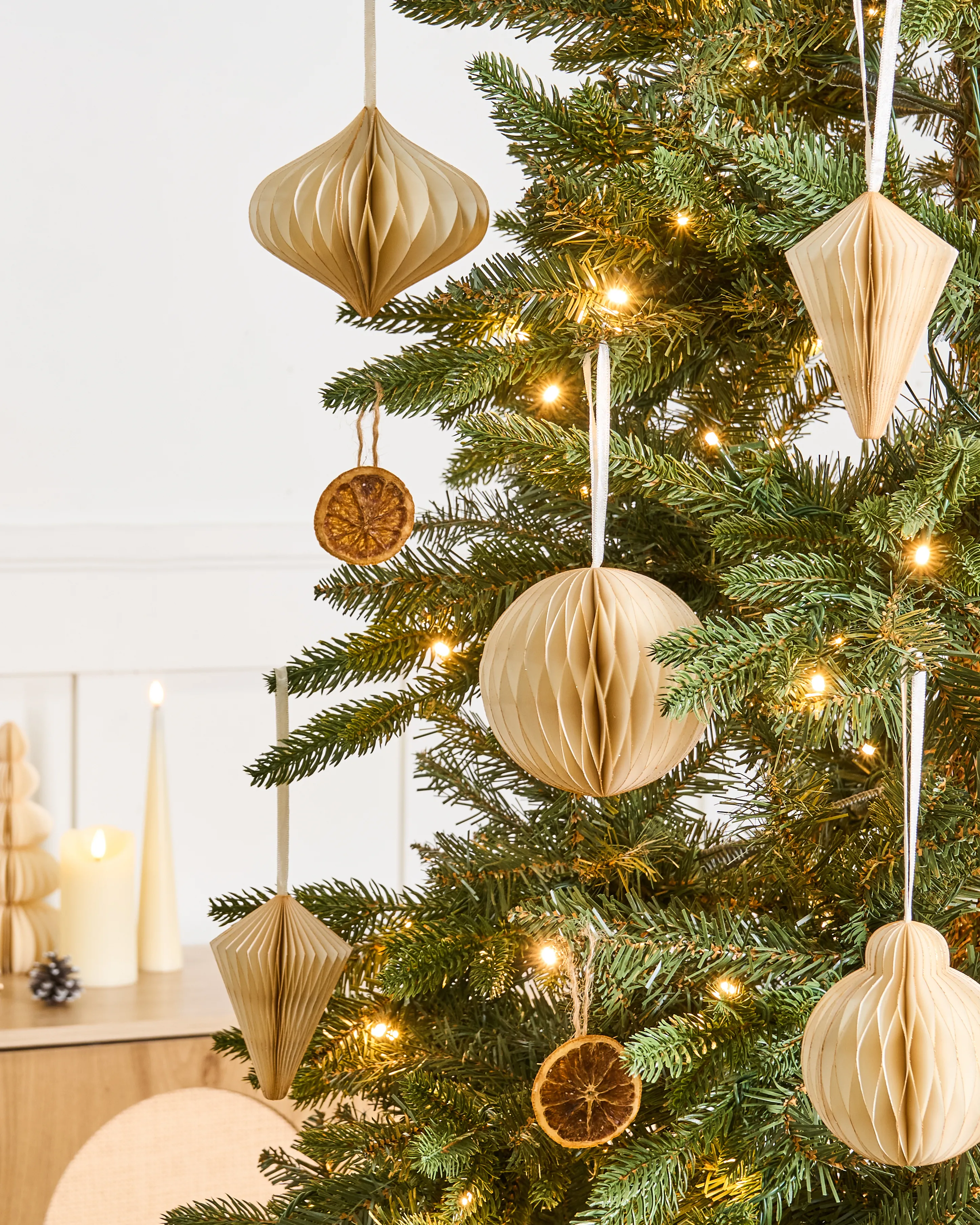 Set of 20 Christmas Tree Ornaments JOLSTRA Paper Beige