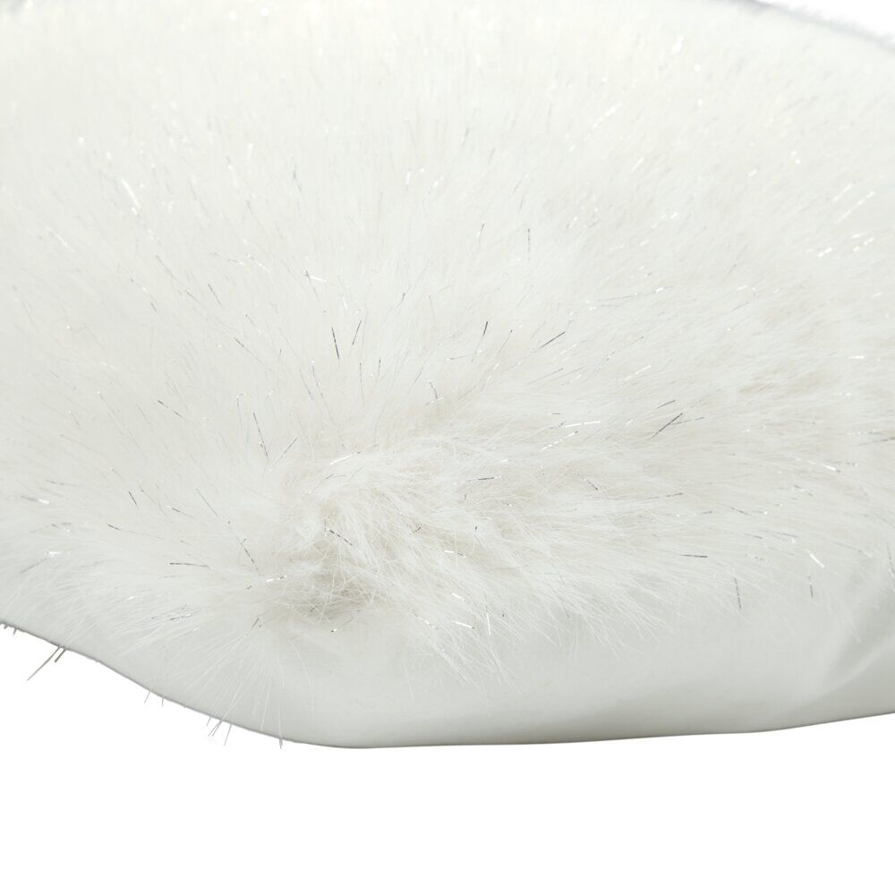 Coussin carré imitation fourrure poils longs L45X45Xép.8 cm blanc