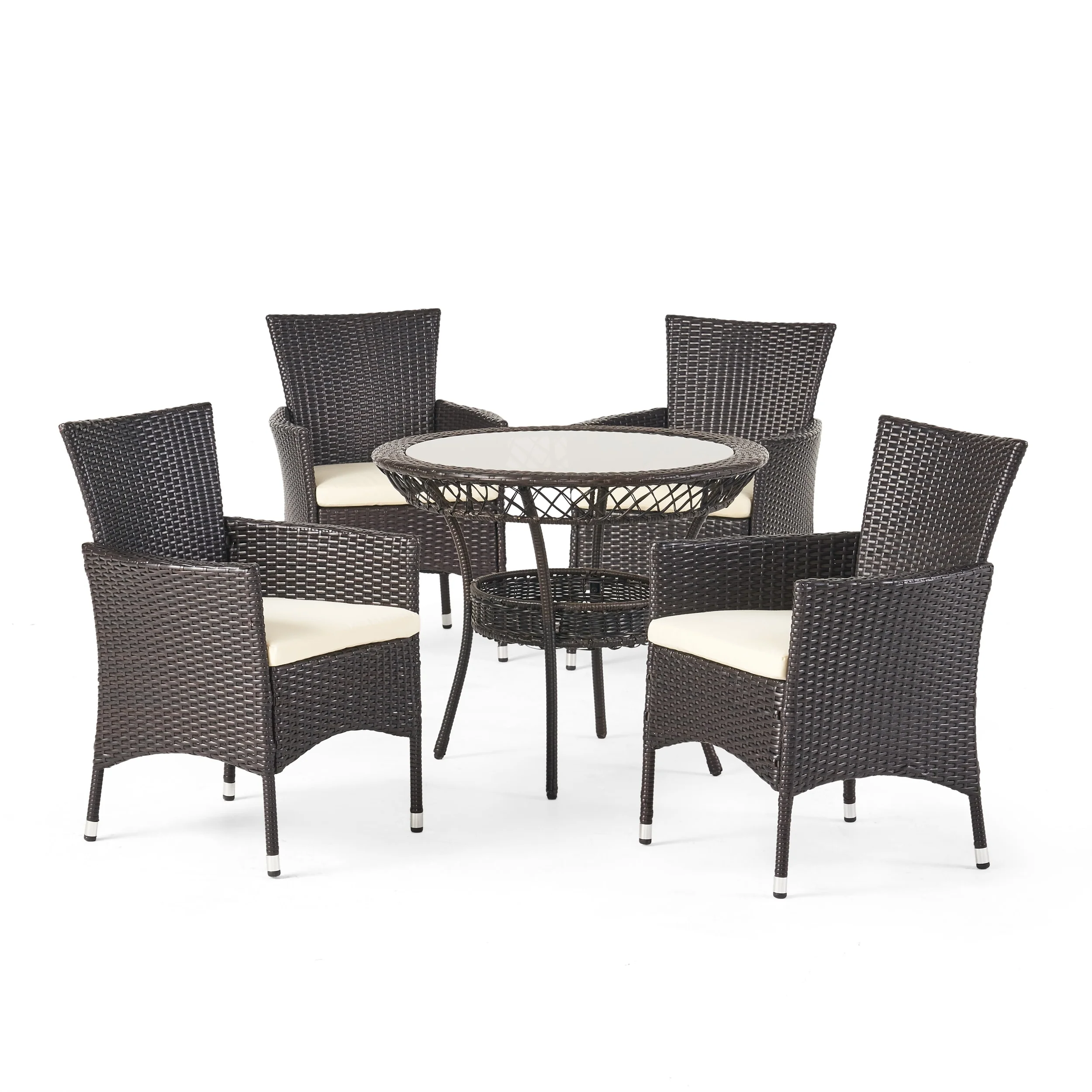 Kendricks Outdoor 5-piece Wicker Dining Set with Cushions by Christopher Knight Home