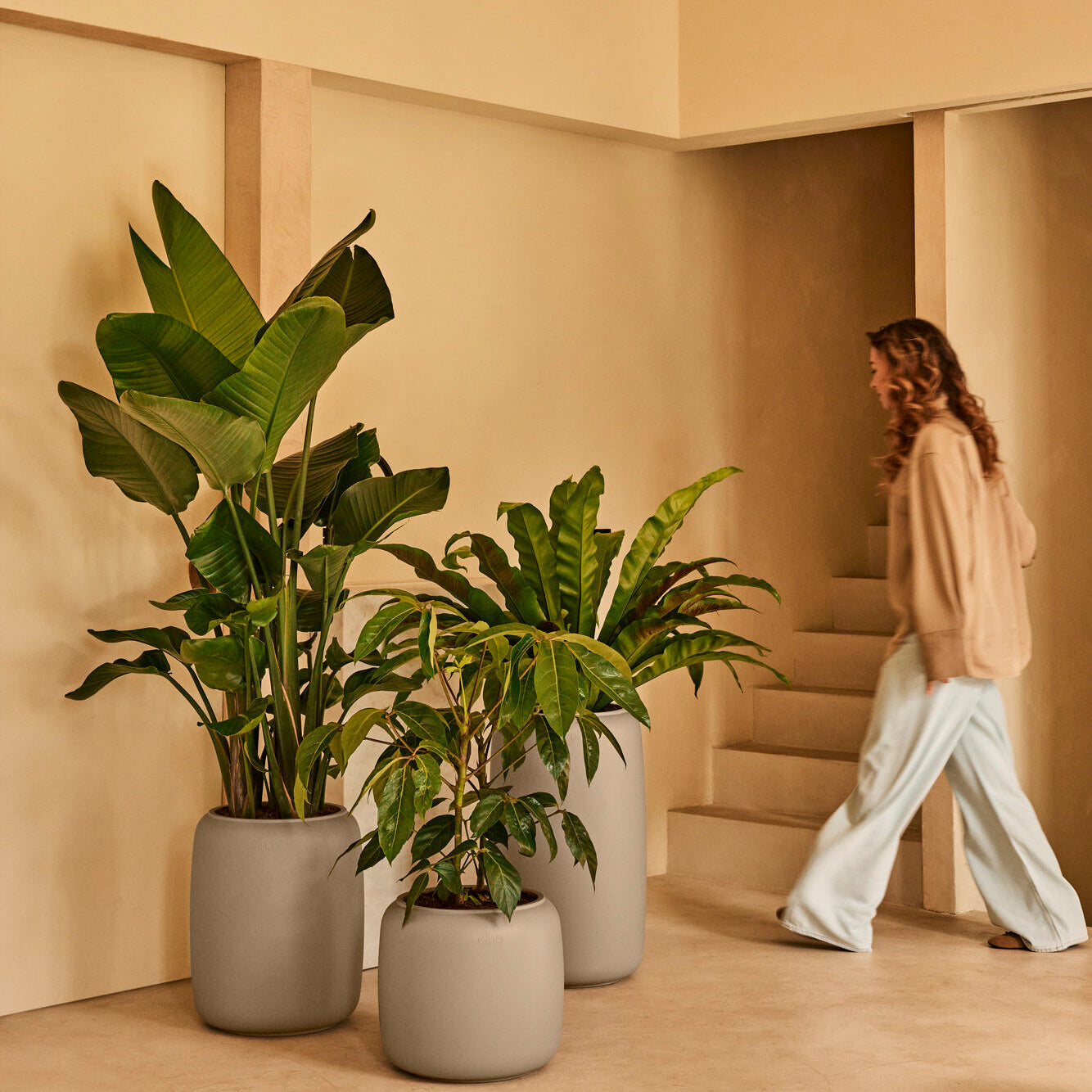 Elho Amber Beads Medium 40 - Balanced beige - L 39 x B x H 48 cm - Bin