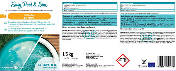 Granulés PH Moins Mini Pool &Spa Bayrol 1,5 kg