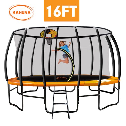 NNEDPE Kahuna Trampoline 16 ft with Basketball set - Orange