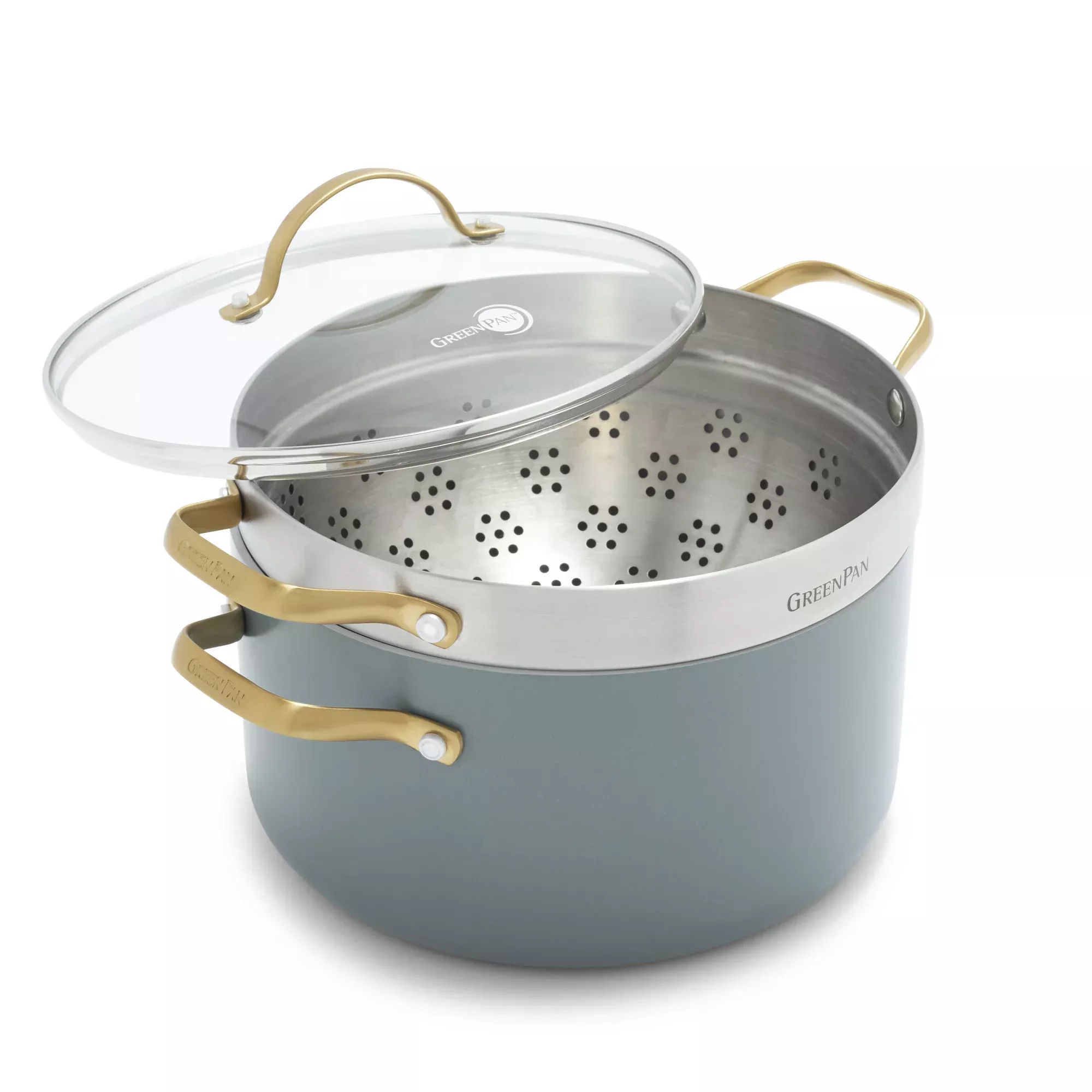 GreenPan Garnek Padova 24cm 5,7l z wkładem na parę sky blue