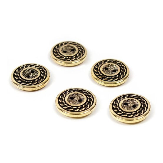 Hemline Gold Metal Patterened Button 5 Pack