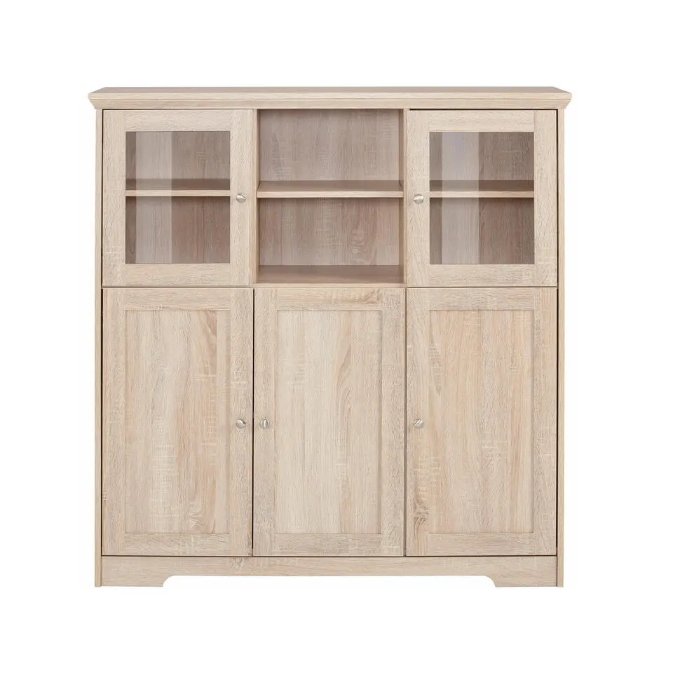 Nanna - Kast met 2 glazen deuren en 3 deuren in eiken effect