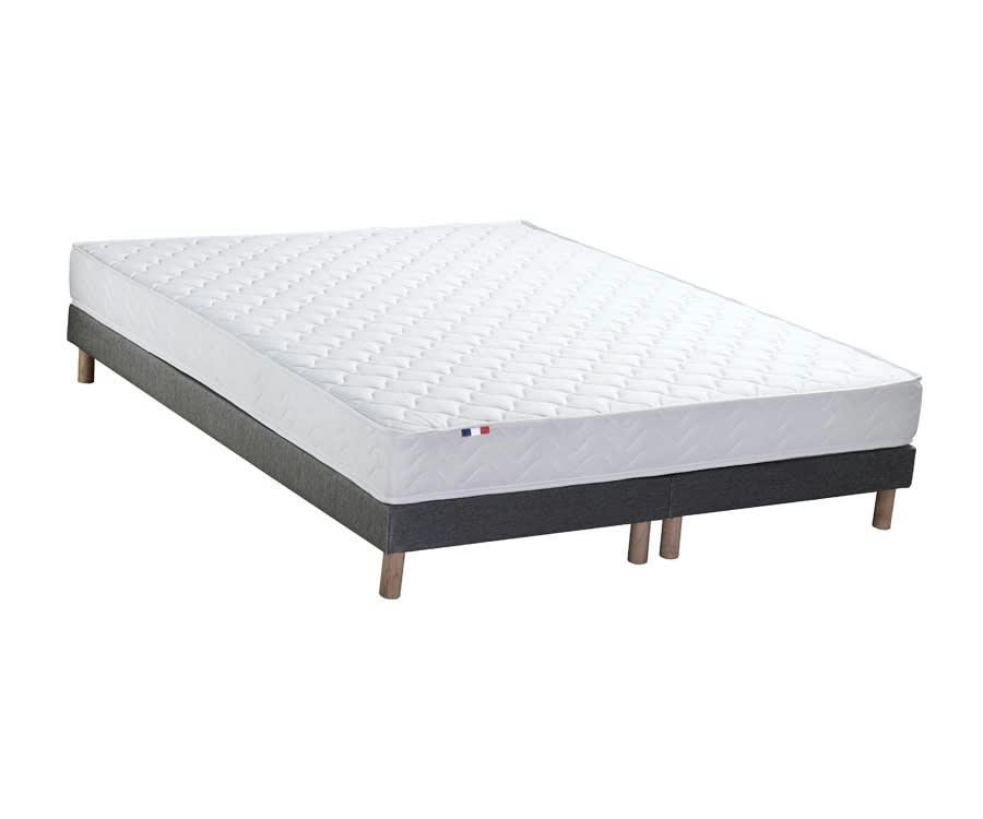 ENSEMBLE INITIAL - Ensemble matelas accueil latex 3 zones sommier gris 160x200