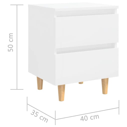 NNEVL Bed Cabinets & Pinewood Legs 2 pcs High Gloss White 40x35x50cm