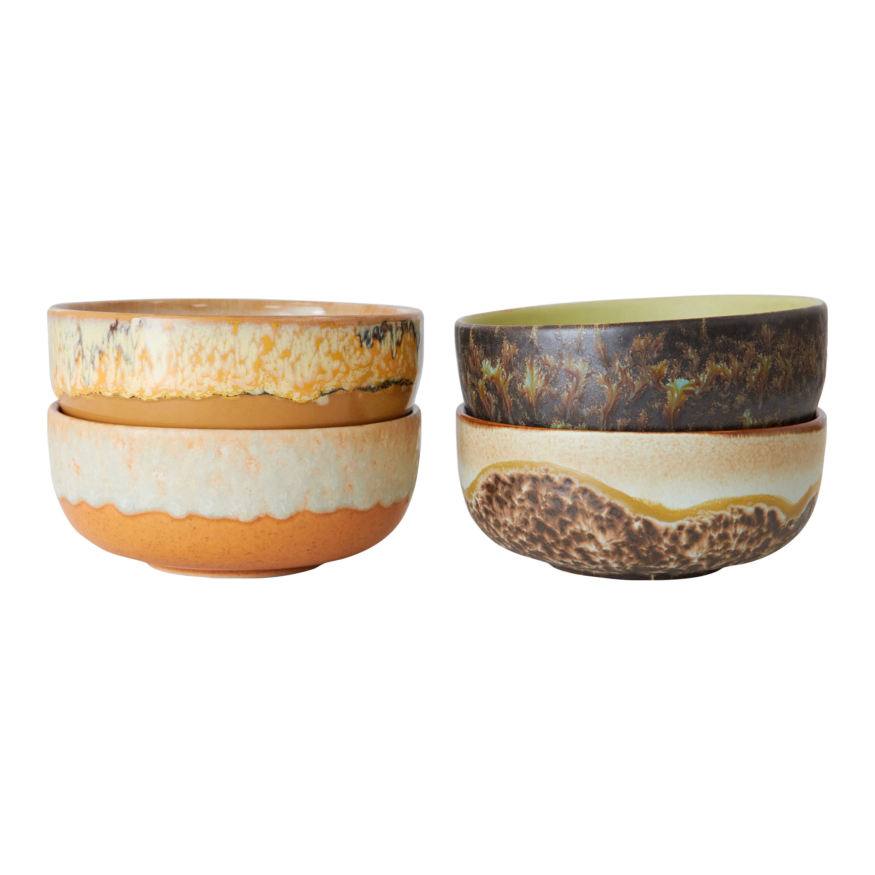 HKliving 70's Ceramics Tapas Kommen Ø 11 cm - Set van 4 - Drift