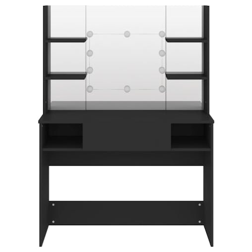 NNEVL Makeup Table with LED Lights 100x40x135 cm MDF Black