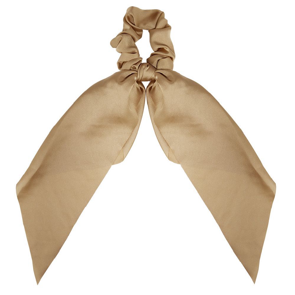 Chouchou ruban long doré effet satiné Ø7xL25cm