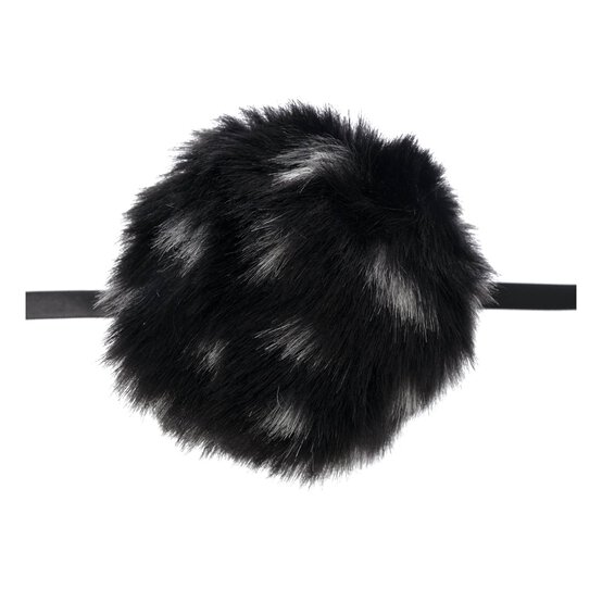 Black Faux Fur Pom Pom 11cm