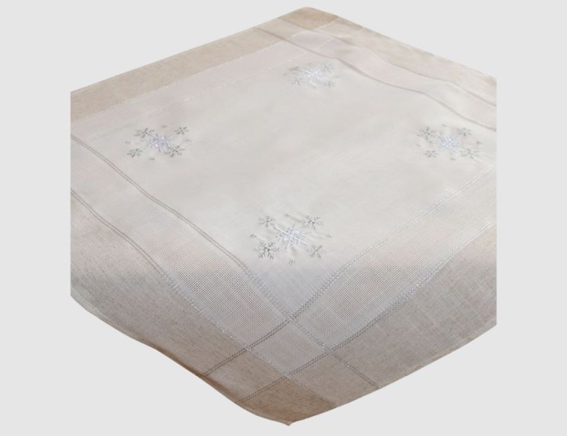 Tischdecke Stickerei Sterne Natur