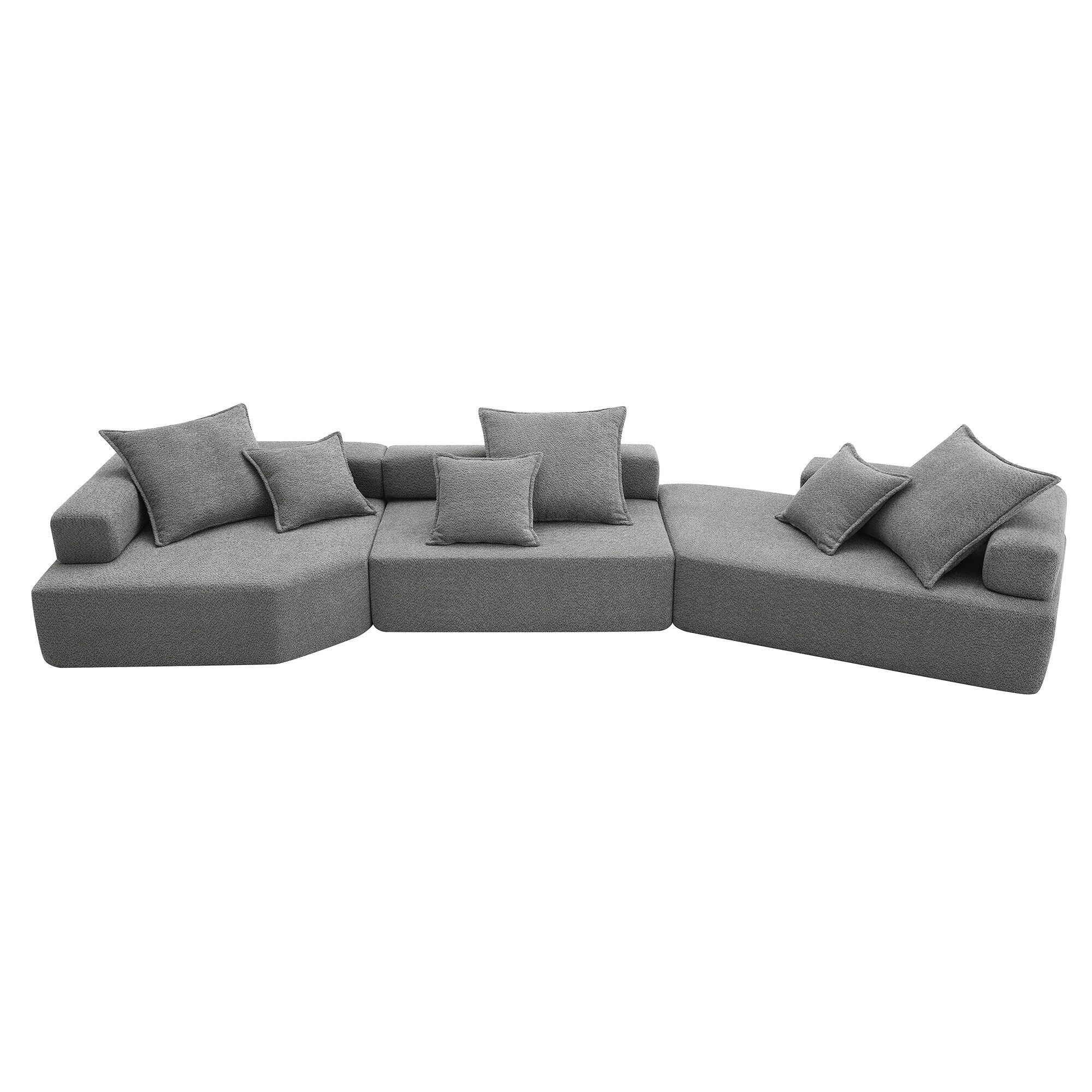 Modern Modular Sofa with Full Sponge Structure and Boucle Upholstery for Living Room or Guest Room,No Assembly