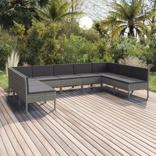 Zestaw wypoczynkowy do ogrodu Szary Technorattan 7x sofa środkowa   2x