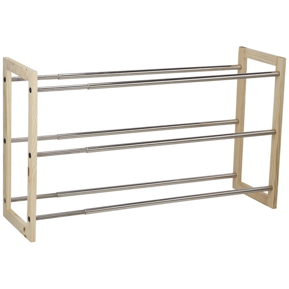 Schuhregal, BxLxT: 22 x 118 x 46 cm, Kiefernholz/Metall
