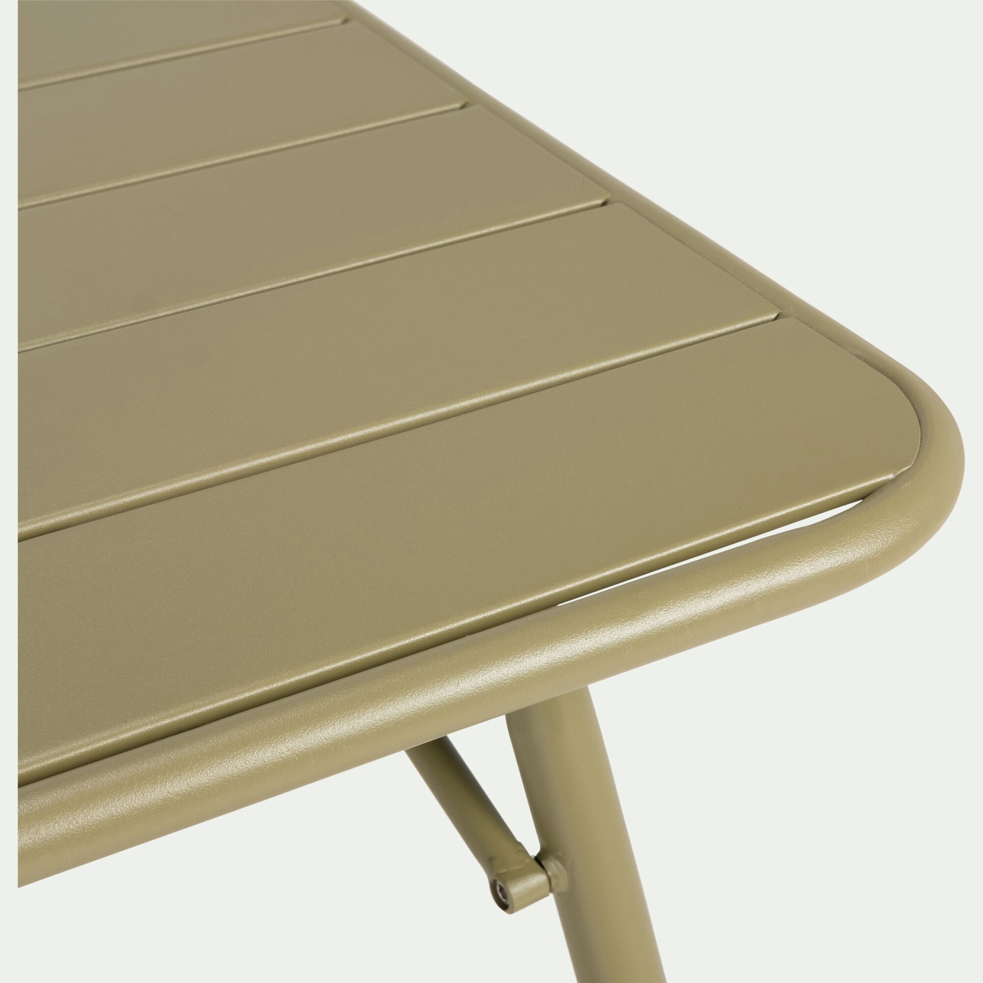 SOURIS - Table de repas jardin pliante rectangle en acier - vert kaki (6 places)
