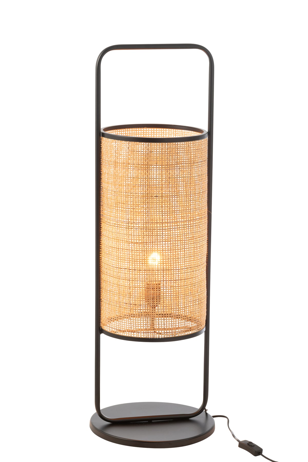 J-Line tafellamp Elton - metaal/jute - zwart/naturel - large