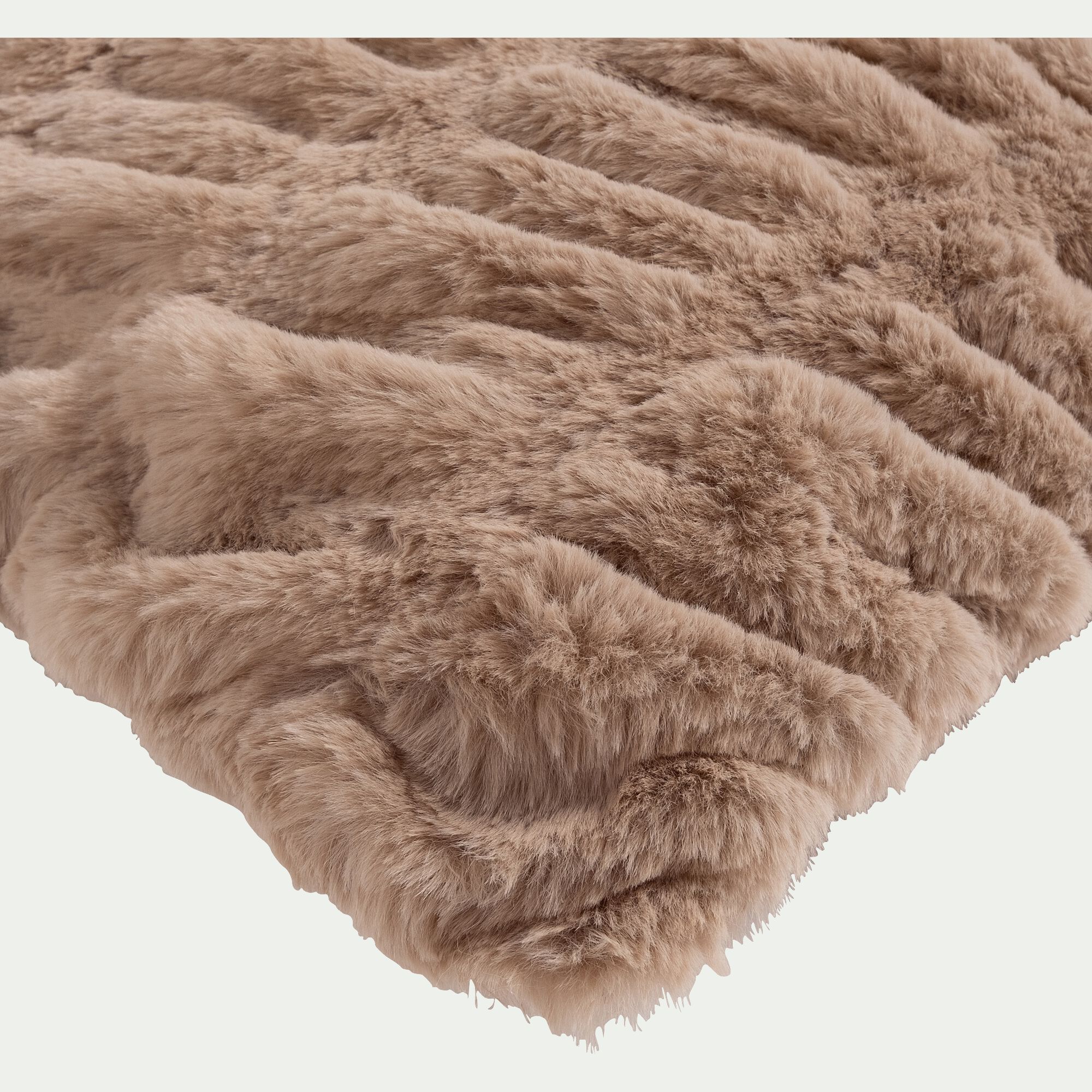 CARINO - Coussin imitation fourrure 45x45cm - beige alpilles
