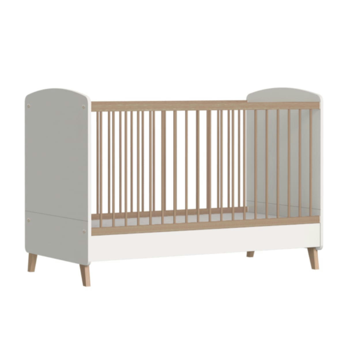 KOMBU - Lit bébé évolutif 70x140 cm effet bois blanc et bois