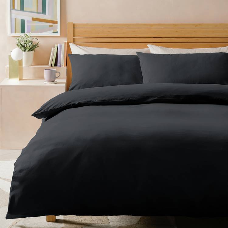 Habitat Stonewashed Cotton Charcoal Bedding Set - Double