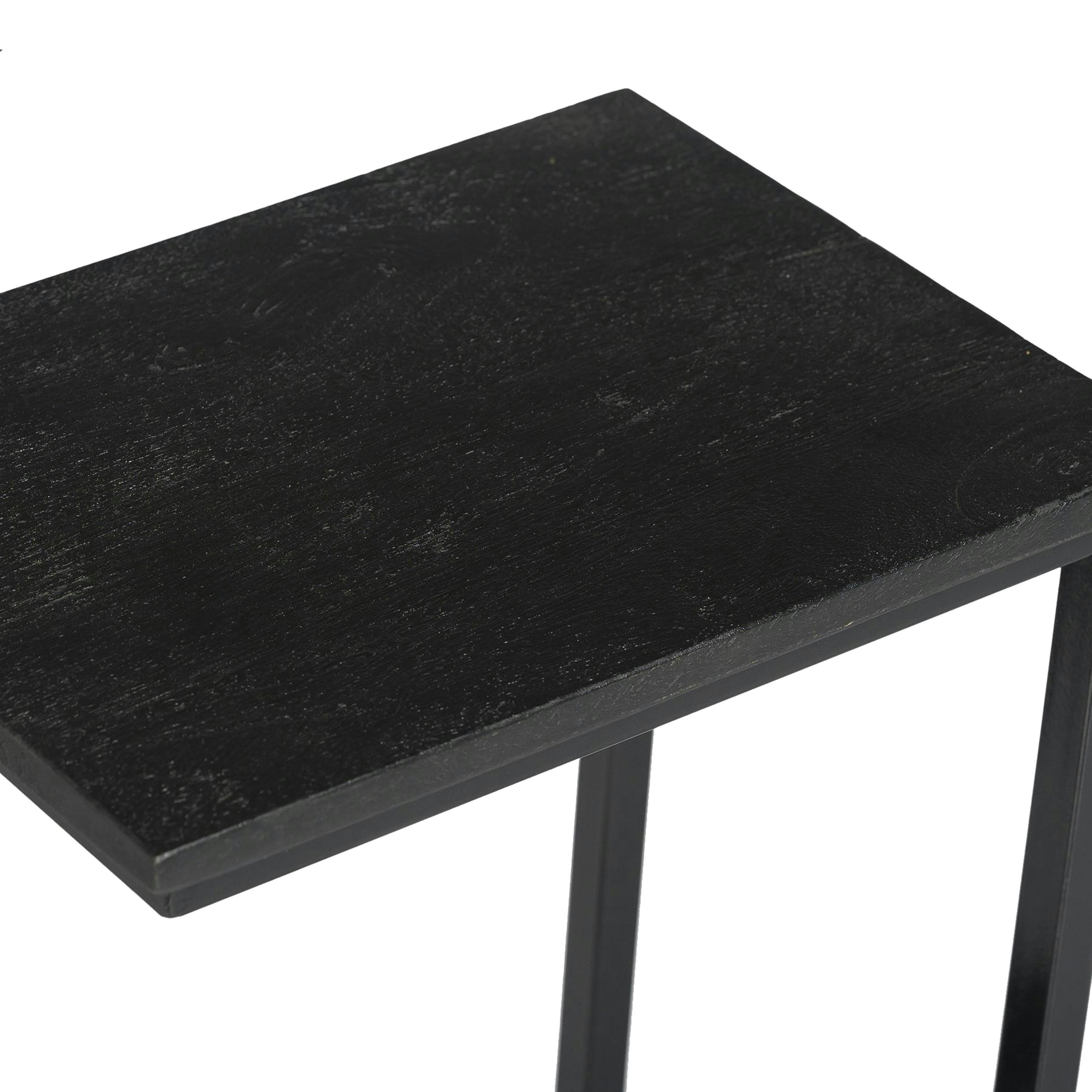 LUZ - LUZ-Set de 2 bouts de canapés en Manguier teinté noir et métal