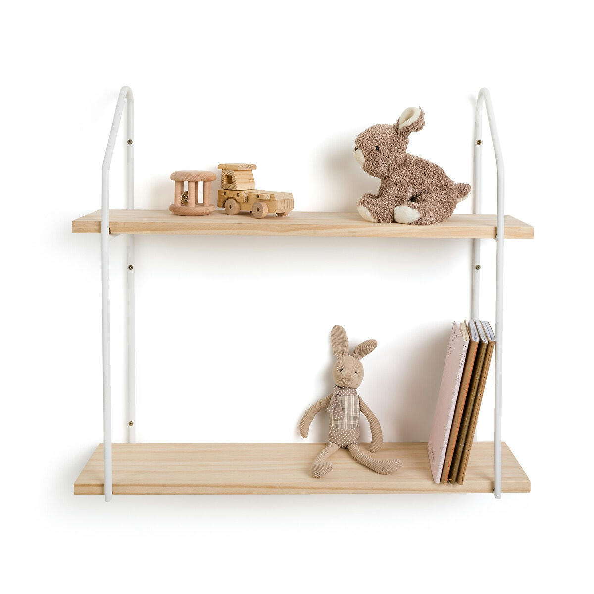 Etagère murale double pin métal fer L65 cm, Vinto