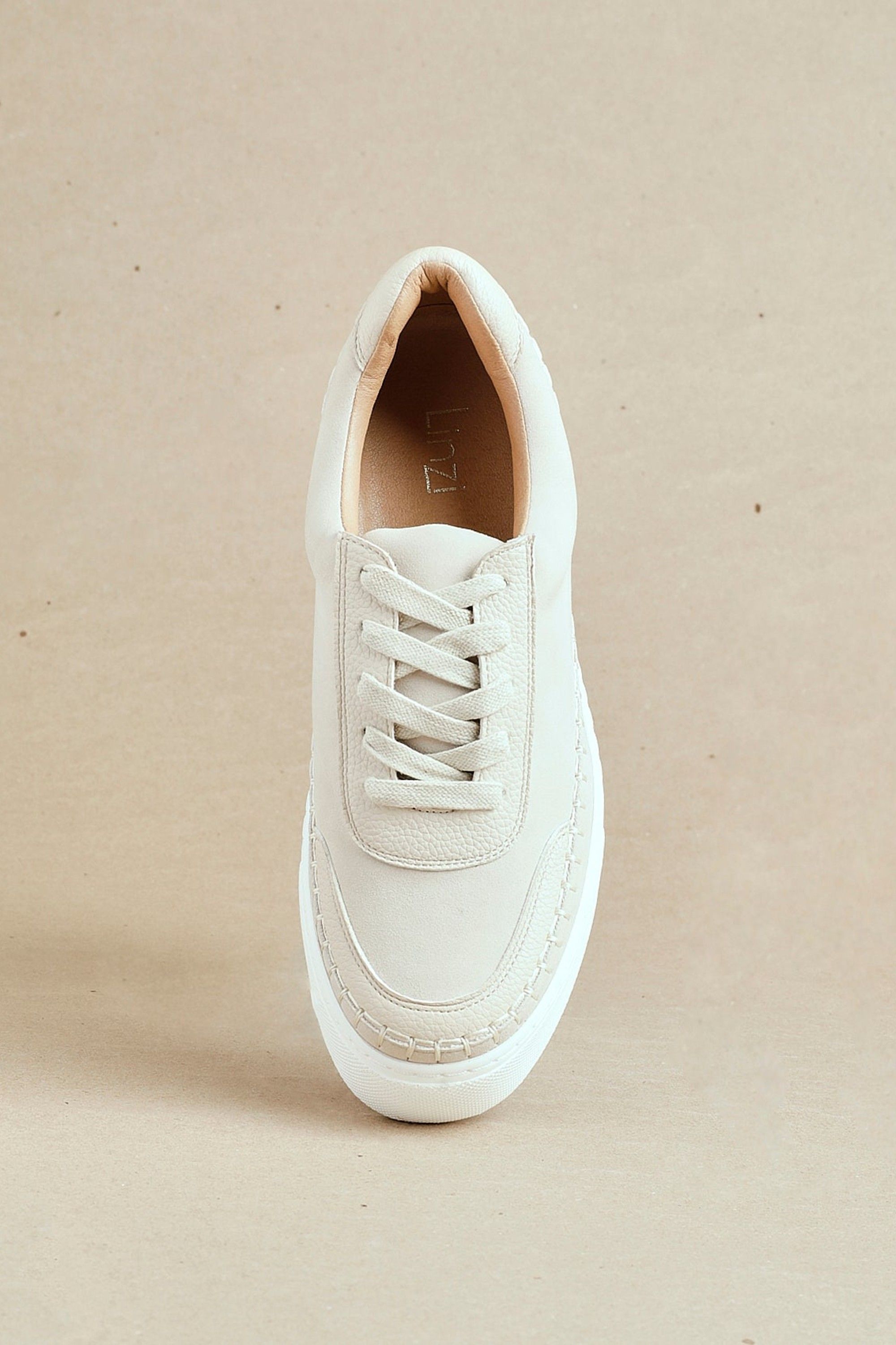 Linzi Harlem Nude Faux Suede and Leather Platform Trainer