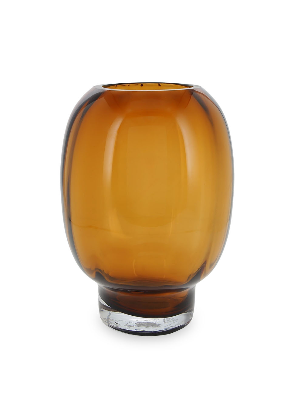 VASE EN VERRE AVEC SOCLE ÉPAIS FAIT MAIN AMBRE