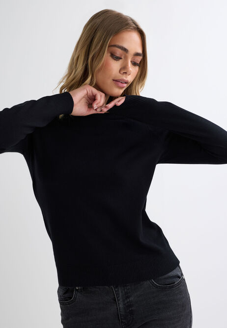 Womens Black Long Sleeve Jumper