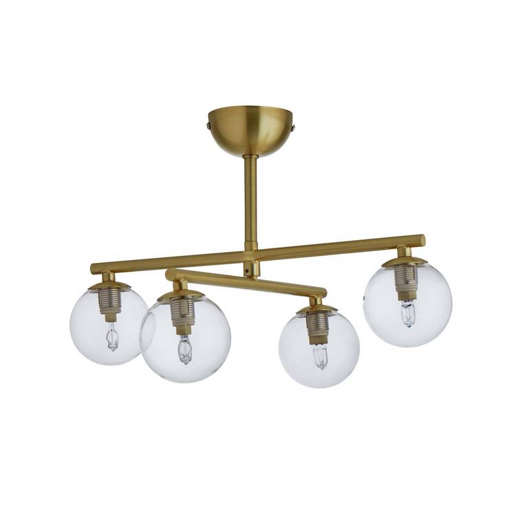 Habitat Chuck 4 Light Flush to Ceiling Light - Brushed Brass
