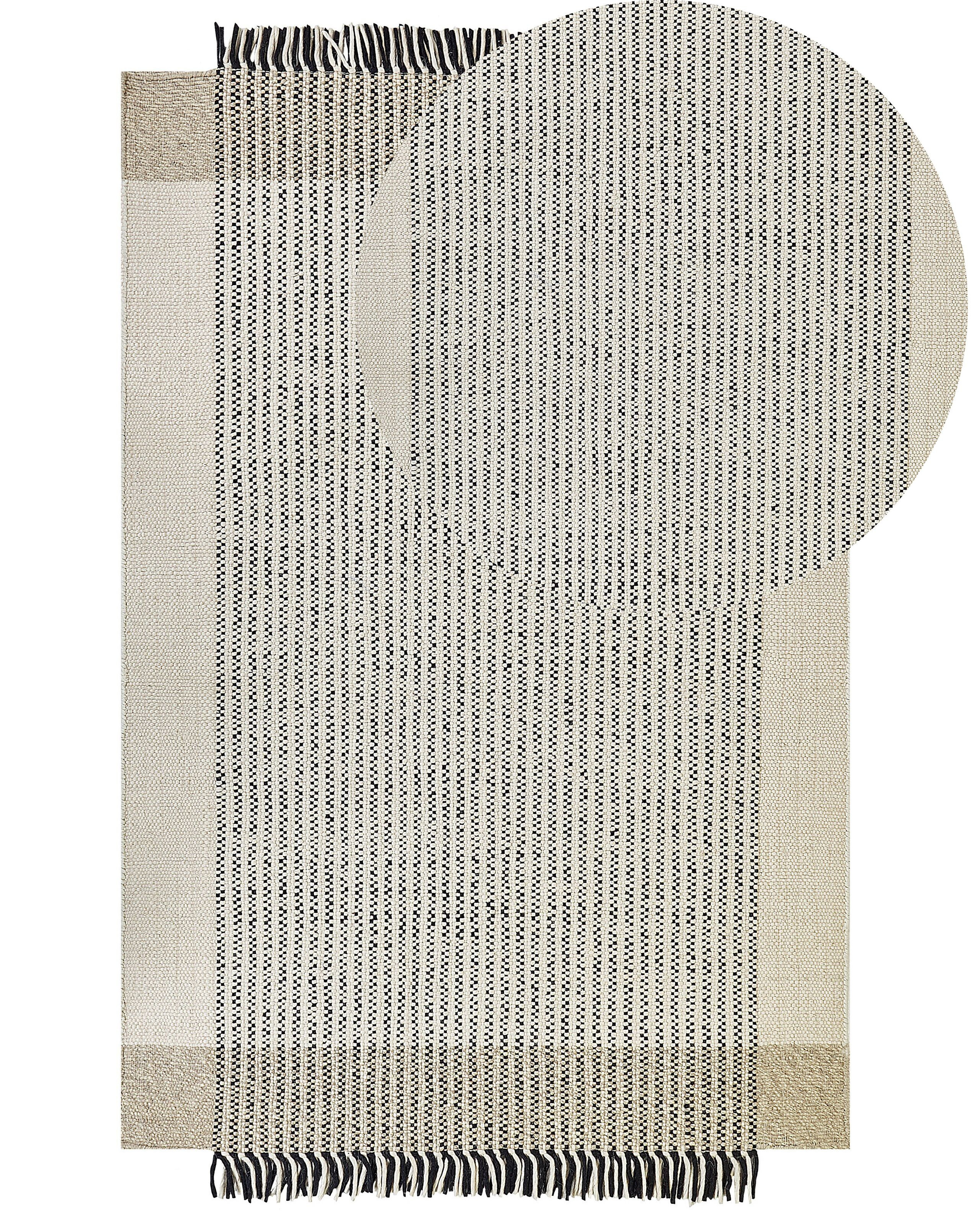 Dywan 140x200 cm wełna beżowo-czarny