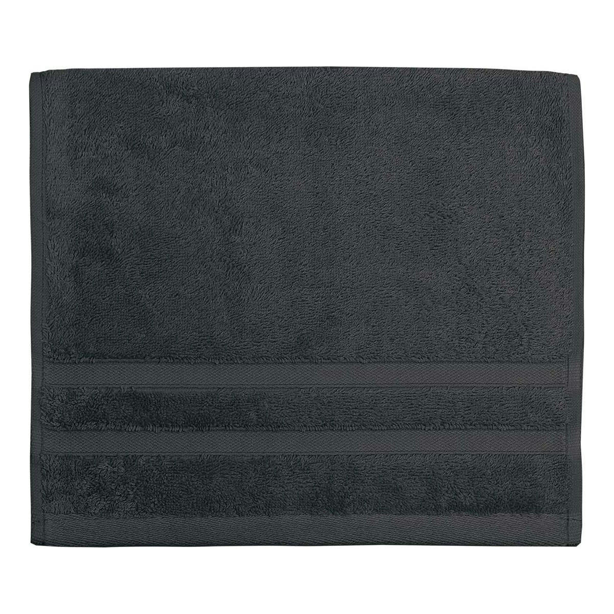 SENSILK - Lot de 3 serviettes invité 600 gr/m²  anthracite 30x50 cm